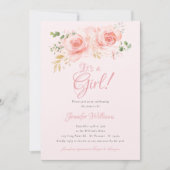 Elegant Bloemen Baby shower - Roze en Goud Kaart (Voorkant)