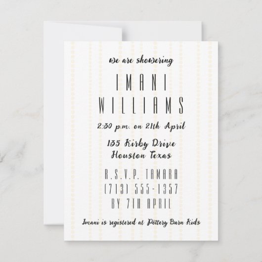 Elegant Bloemen Baby shower Uitnodiging Sjabloon (Achterkant)