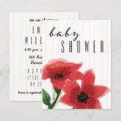 Elegant Bloemen Baby shower Uitnodiging Sjabloon (Voorkant / Achterkant)