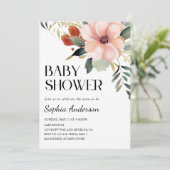 Elegant Bloemen Baby shower Uitnodiging voor Meisj (Staand voorkant)