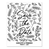 Elegant Bloemen Bewaar de datum Bruiloft Kaart Rubberstempel (Afrduk)