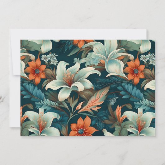 Elegant Bloemen Blad Patroon Verjaardag Bedankkaart (Achterkant)