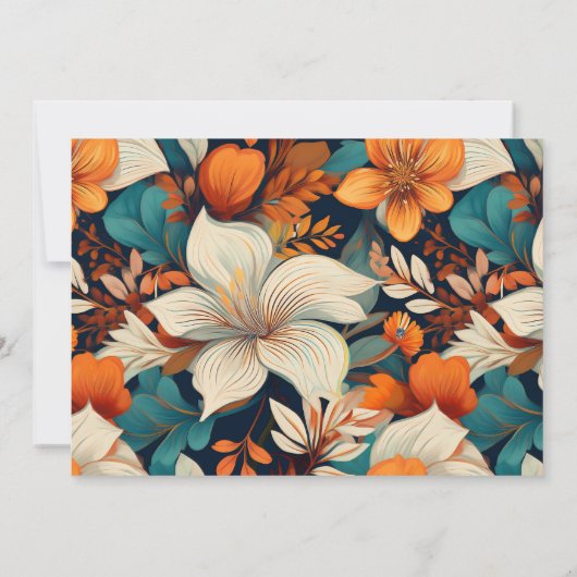 Elegant Bloemen Blad Patroon Verjaardag Bedankkaart (Achterkant)