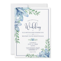 Elegant Bloemen Blauw Bloemen Groen Bruiloft