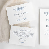 Elegant  Bloemen Blauw Bruiloft Bedankkaart