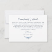 Elegant  Bloemen Blauw Bruiloft Bedankkaart (Achterkant)