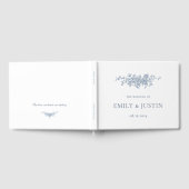 Elegant Bloemen Blauw Bruiloft Gastenboek (Volledig)