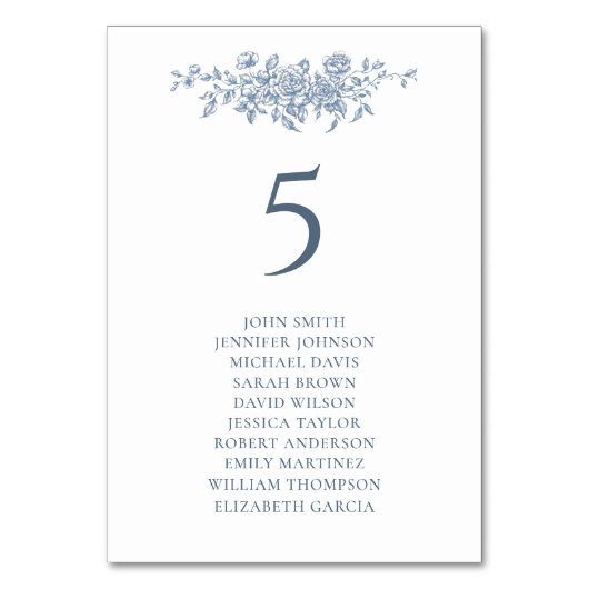 Elegant  Bloemen Blauw Bruiloft Kaart