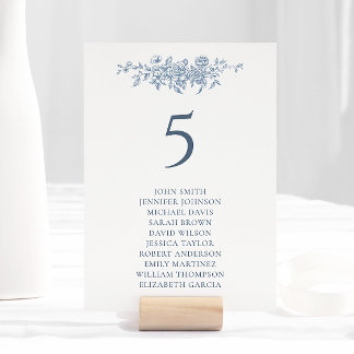 Elegant Bloemen Blauw Bruiloft Kaart