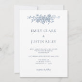 Elegant  Bloemen Blauw Bruiloft Kaart (Voorkant)