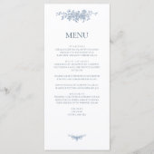 Elegant  Bloemen Blauw Bruiloft Menu (Voorkant)
