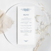 Elegant  Bloemen Blauw Bruiloft Menu