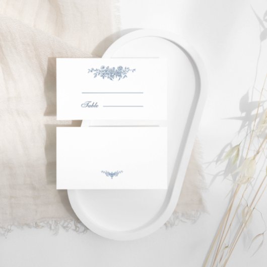 Elegant  Bloemen Blauw Bruiloft Plaatskaartje