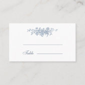 Elegant  Bloemen Blauw Bruiloft Plaatskaartje (Voorkant)