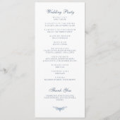 Elegant  Bloemen Blauw Bruiloft Programmakaart (Achterkant)