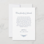 Elegant  Bloemen Blauw Foto Bruiloft Bedankkaart (Achterkant)