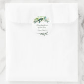 Elegant Bloemen Blauw Goud Groen Bijbel Bruiloft Ronde Sticker (Tas)