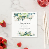 Elegant Bloemen Blauw Goud Groen Bijbel Bruiloft Servet (Insitu)