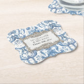 Elegant  Bloemen Blauw N Wit Zilveren Bruid Kartonnen Onderzetters (Gekanteld)