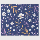 Elegant  Bloemen Blauw Roze Cadeaupapier (Vlak)
