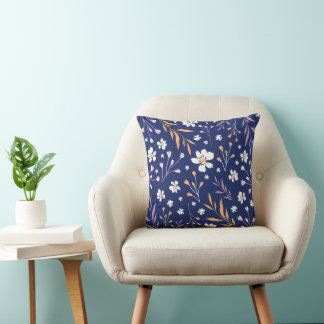 Elegant Bloemen Blauw Roze Kussen