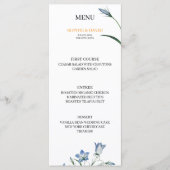 Elegant Bloemen Blauw Trouwmenu Menu (Voorkant)