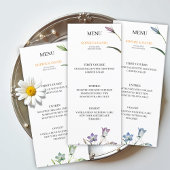 Elegant Bloemen Blauw Trouwmenu Menu