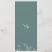 Elegant Bloemen Blauwgroen Trouwmenu Menu (Achterkant)