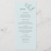 Elegant Bloemen Blauwgroen Trouwmenu Menu (Voorkant)
