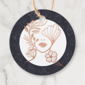 Elegant Bloemen Bloeiende Schoonheid Vrouw Logo Zw Bedankjes Labels (Voorkant)