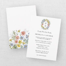 Elegant Bloemen Bloemstuk Initiaal Wapen Huwelijk Kaart