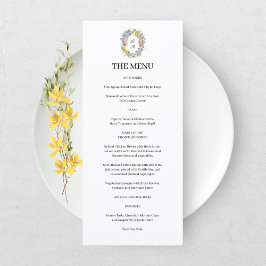 Elegant Bloemen Bloemstuk Initiaal Wapen Huwelijk Menu