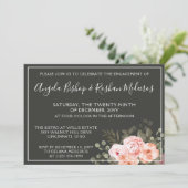 Elegant Bloemen Blush Botanische Verlovingsfeest Kaart (Staand voorkant)