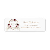 Elegant Bloemen Blush Bourgondië Crest Retouradres Etiket (Voorkant)