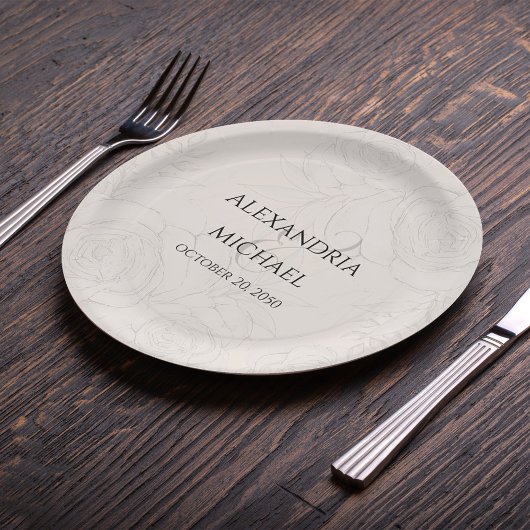 Elegant Bloemen Blush Calligrafie Script Eenvoudig Papieren Bordje