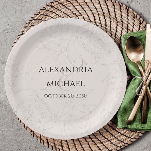 Elegant Bloemen Blush Calligrafie Script Eenvoudig Papieren Bordje