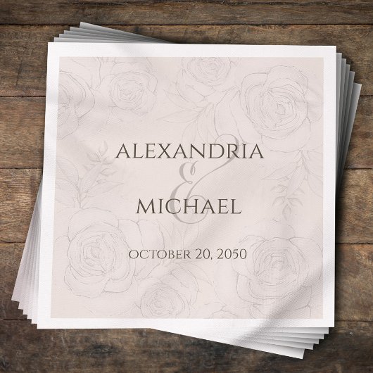 Elegant Bloemen Blush Kalligrafie Script Ampersand Servet