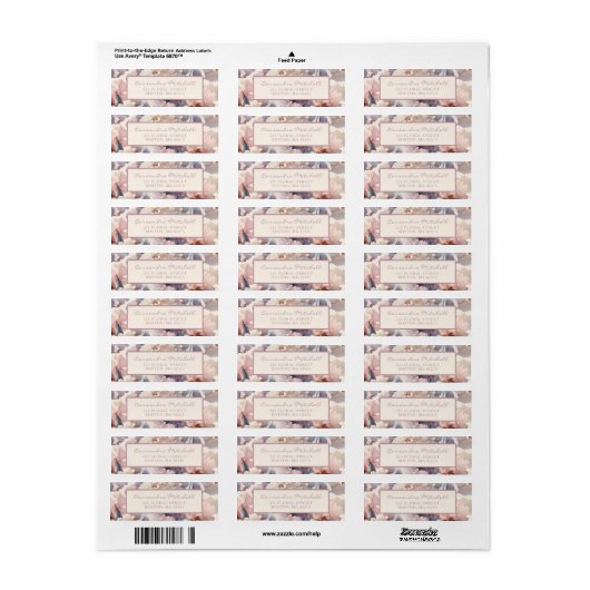  Elegant Bloemen Blush retouradres Etiket (Full Sheet)