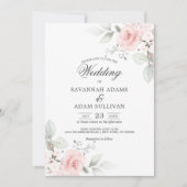 Elegant Bloemen Blush Roos Roze Botanisch Kaart (Voorkant)