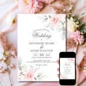 Elegant Bloemen Blush Roos Roze Botanisch Kaart