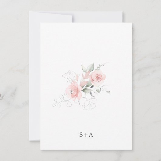 Elegant Bloemen Blush Roos Roze Botanisch Save The Date (Achterkant)