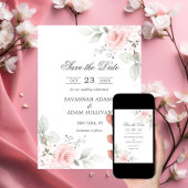 Elegant Bloemen Blush Roos Roze Botanisch Save The Date
