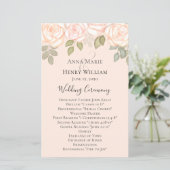 Elegant Bloemen Blush Rozen Eenvoudig Trouwprogram (Staand voorkant)