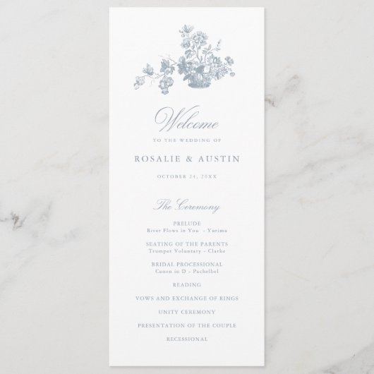 Elegant Bloemen Boeket Bruiloft Programmakaart (Voorkant)