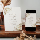 Elegant  Bloemen Boeket Cream Bruiloft Kaart