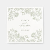 Elegant Bloemen  Botanisch Groen Bruiloft Servet (Voorkant)