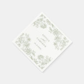 Elegant Bloemen  Botanisch Groen Bruiloft Servet (Hoek)