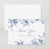 Elegant Bloemen  Botanische Marine Blauw Bedankkaart (Voorkant / Achterkant)