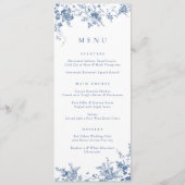 Elegant Bloemen  Botanische Marine Blauw Menu (Voorkant)
