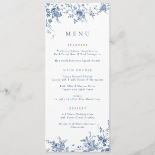 Elegant Bloemen  Botanische Marine Blauw Menu